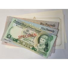 IRELAND 1977 . ONE 1 - TEN 10 POUNDS BANKNOTES . SPECIMEN